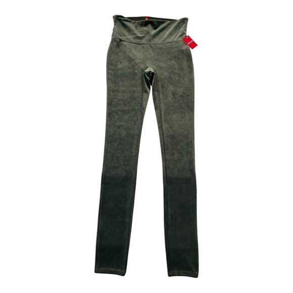 Spanx Women's Velvet Leggings Dark Palm Green Size Small Shaping Tummy Control - Picture 3 of 8
